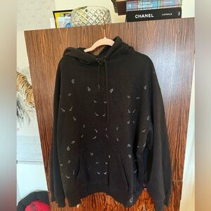 Black Hoodie with rhinestone tiger  Pattern